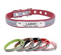 Yonsbox Custom Engraved Reflective Dog & Cat Collar with Silent Metal ID Tag, Personalised Dog Cat Collar, No-Jingle Name Plate, Ultra Soft Microfiber, Night Safety for Small Medium Large Dogs Cats