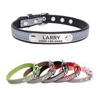 Yonsbox Custom Engraved Reflective Dog & Cat Collar with Silent Metal ID Tag, Personalised Dog Cat Collar, No-Jingle Name Plate, Ultra Soft Microfiber, Night Safety for Small Medium Large Dogs Cats