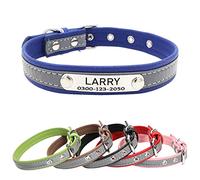 Yonsbox Custom Engraved Reflective Dog & Cat Collar with Silent Metal ID Tag, Personalised Dog Cat Collar, No-Jingle Name Plate, Ultra Soft Microfiber, Night Safety for Small Medium Large Dogs Cats