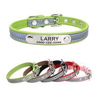 Yonsbox Custom Engraved Reflective Dog & Cat Collar with Silent Metal ID Tag, Personalised Dog Cat Collar, No-Jingle Name Plate, Ultra Soft Microfiber, Night Safety for Small Medium Large Dogs Cats
