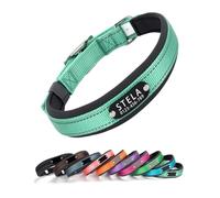 Yonsbox Custom Engraved Reflective Dog Collar with Silent Zinc Alloy Name Plate, No Jingle, Comfortable Neoprene Lining, Strong Nylon, Secure Buckle
