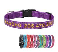 Yonsbox Reflective Custom Personalised Dog Collar Embroidered with name Phone Number Quick Release Buckle for Boy Girl Small Medium Large Dogs