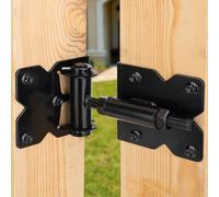 YONSIN 2pcs Self Closing Gate Hinges Heavy Duty Hardware for Wooden Fence Gates Vinyl, 90 Degree Adjustable Spring Gate Door Hinges Kit with Swing Adjuster Tool and Self-Tapping Screws, Black