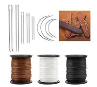 Yontree 17 Upholstery Kit, Heavy Duty Nylon Thread and Needle, Curved Sewing Needle for Canvas, Leather, Carpet (Brown, Black, White)