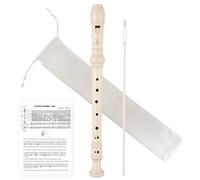 YONTY Soprano Recorder 8-Hole Instrument for Beginners Kids Students, Baroque Style C Key Flute with Cleaning Rod & acking Bag for Education & Entertainment - Beige