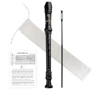 YONTY Soprano Recorder 8-Hole Instrument for Beginners Kids Students, German Style C Key Flute with Cleaning Rod & acking Bag for Education & Entertainment - Black