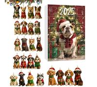 Yonuaret Christmas Countdown Calendar for Dogs - Seasonal Acrylic in 2D Flat Look - 24-Day Dog Breeds Jewellery Advent Countdown Calendar, for Wall Door Mantle Christmas Tree Pet Lovers