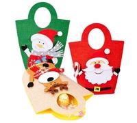 Yonuaret Christmas Goodie Bag, Felt Christmas Party Bag Bag Pack of 3 - Festive Motif Fabric Basket - For Party, Snack, School, Halloween, Classroom, Event, Birthday, Festive