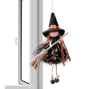 Yonuaret Handmade Kitchen Witch Doll, Figure Kids Halloween Party Favors, Ornament Hangable Collectible Scary Figurine for Window Wall Outdoor Garden Patio Home Haunted House