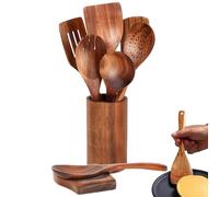 Yonuaret Kitchen Utensils Set - Holder Included Set of 9 - Cooking Utensils Wooden Spatula Kit - for Meal Prep Holiday Dinner Apartment Catering Truck Dorm Party Chef Women