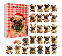Yonuaret Pug Dog Advent Toy - 2D Acrylic Pendant Scene Props,Christmas Calendar 2025 | for Kids Daughter Niece Family Friends Teens Schoolbag Pencil Case Backpack