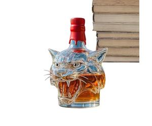 Yonuaret Whiskey Bottle - Glass Whiskey Alcohol Decanter Bottle,Bar Tool Tiger Head Shaped Collectible Cool Gadget for Birthday Fathers Days Valentines Holiday Party Wedding