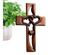 Yonuaret Wood Wall Decor | Religious Rustic Wood Decoration - Hand-carved Hollow Heart Wall Figurine,for Couple Lovers Home Bedroom Farmhouse Indoor Wedding Valentine's Day Easter