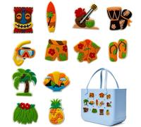 Yonuni 12pcs Beach Charms for Bogg Bag, Rubber Beach Bag Accessories for Original All Models, Rubber Tote Hawaii Charms Insert Decorative for Girl Women