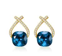 YONVUN Austrian Crystal Drop Dangle Earrings | Plated 18K/Rose Gold Zircon Gemstone Birthstone Hanging Dangly Stud Earrings Jewelry Gift for Wife Mom Daughter Girlfriend