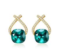 YONVUN Austrian Crystal Drop Dangle Earrings | Plated 18K/Rose Gold Zircon Gemstone Birthstone Hanging Dangly Stud Earrings Jewelry Gift for Wife Mom Daughter Girlfriend