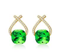 YONVUN Austrian Crystal Drop Dangle Earrings | Plated 18K/Rose Gold Zircon Gemstone Birthstone Hanging Dangly Stud Earrings Jewelry Gift for Wife Mom Daughter Girlfriend