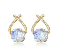 YONVUN Austrian Crystal Drop Dangle Earrings | Plated 18K/Rose Gold Zircon Gemstone Birthstone Hanging Dangly Stud Earrings Jewelry Gift for Wife Mom Daughter Girlfriend