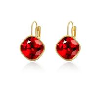 YONVUN Austrian Crystal Square Drop Dangle Leverback Earrings | Plated 18K/Rose Gold Zircon Gemstone Birthstone Hoop Hanging Dangly Earrings Jewelry Gift for Wife Mom Daughter Girlfriend