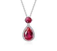 YONVUN Crystal Diamond Gemstone Pendant Necklace Plated 18k Gold Teardrop Oval Pear Zircon Birthstone Ruby Emerald Sapphire Amethyst Jewelry Set Gift for Mother Wife Girlfriend Daughter