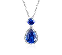 YONVUN Crystal Diamond Gemstone Pendant Necklace Plated 18k Gold Teardrop Oval Pear Zircon Birthstone Ruby Emerald Sapphire Amethyst Jewelry Set Gift for Mother Wife Girlfriend Daughter