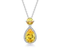 YONVUN Crystal Diamond Gemstone Pendant Necklace Plated 18k Gold Teardrop Oval Pear Zircon Birthstone Ruby Emerald Sapphire Amethyst Jewelry Set Gift for Mother Wife Girlfriend Daughter