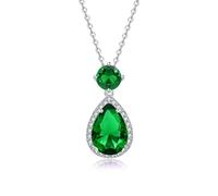 YONVUN Crystal Diamond Gemstone Pendant Necklace Plated 18k Gold Teardrop Oval Pear Zircon Birthstone Ruby Emerald Sapphire Amethyst Jewelry Set Gift for Mother Wife Girlfriend Daughter