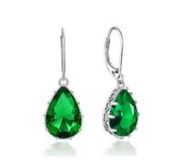 YONVUN Crystal Zircon Drop Dangle Leverback Earrings Teardrop Oval Pear Gemstone Birthstone Dangly Hanging Earrings Jewelry Set Gift for Wife Mom Daughter Girlfriend
