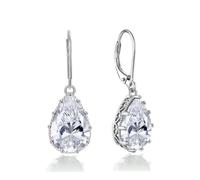 YONVUN Crystal Zircon Drop Dangle Leverback Earrings Teardrop Oval Pear Gemstone Birthstone Dangly Hanging Earrings Jewelry Set Gift for Wife Mom Daughter Girlfriend