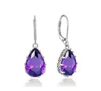 YONVUN Crystal Zircon Drop Dangle Leverback Earrings Teardrop Oval Pear Gemstone Birthstone Dangly Hanging Earrings Jewelry Set Gift for Wife Mom Daughter Girlfriend