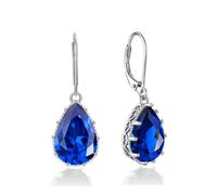 YONVUN Crystal Zircon Drop Dangle Leverback Earrings Teardrop Oval Pear Gemstone Birthstone Dangly Hanging Earrings Jewelry Set Gift for Wife Mom Daughter Girlfriend