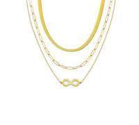 YONVUN Trendy Separate 14k Gold Plated Layered Choker Necklace | Snake Herringbone Paperclip Flat Stackable Chain Thin Chunky Necklace | Preppy Dainty Jewelry Gift for Wife Mom Daughter Girlfriend