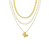 YONVUN Trendy Separate 14k Gold Plated Layered Choker Necklace | Snake Herringbone Paperclip Flat Stackable Chain Thin Chunky Necklace | Preppy Dainty Jewelry Gift for Wife Mom Daughter Girlfriend