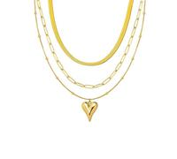YONVUN Trendy Separate 14k Gold Plated Layered Choker Necklace | Snake Herringbone Paperclip Flat Stackable Chain Thin Chunky Necklace | Preppy Dainty Jewelry Gift for Wife Mom Daughter Girlfriend