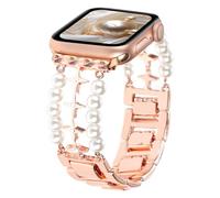 YONWORTH Pearl Beaded Bracelet Compatible with Apple Watch Band 49/46/45/44/42mm Women,Dressy Wristband Bling Diamond Stylish Strap Beads Chain for iWatch Ultra 2 SE Series 10 9 8 7 6 5 4 3 2(42MM