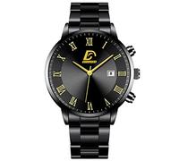YONY 2022 Fashion Mens Gold Stainless Steel Watches Luxury Minimalist Quartz Wrist Watch Men Business Casual Watch-Steel Black Black