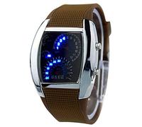 YONY Fashion Men Stainless Steel Luxury Sport Analog Quartz LED Wrist Digital Watch Top Luxury Electronics Watches-Coffee