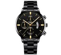 YONY Fashion Men Stainless Steel Watch Luxury Calendar Quartz Wristwatch Business Watches Man Clock-As Shown 14