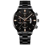 YONY Fashion Men Stainless Steel Watch Luxury Calendar Quartz Wristwatch Business Watches Man Clock-As Shown 15