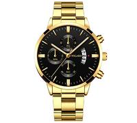 YONY Fashion Men Stainless Steel Watch Luxury Calendar Quartz Wristwatch Business Watches Man Clock-As Shown 13