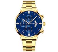 YONY Fashion Men Stainless Steel Watch Luxury Calendar Quartz Wristwatch Business Watches Man Clock-As Shown 12