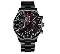 YONY Fashion Mens Black Watches Luxury Men Stainless Steel Analog Luminous Watch Men Business Casual Calendar Quartz WristWatch Clock-As Shown 12