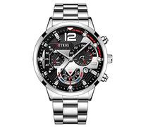 YONY Luxury Mens Watches Fashion Stainless Steel Quartz Wrist Watch Calendar Date Luminous Clock Men Business Casual Leather Watch-As Shown 6