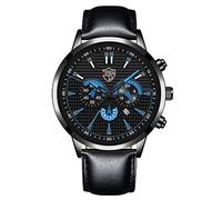 YONY Top Mens Business Leather Quartz Wristwatch Luxury Fashion Men Watches Calendar Date Bracelet Strap Clock-As Shown 3
