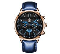 YONY Top Mens Business Leather Quartz Wristwatch Luxury Fashion Men Watches Calendar Date Bracelet Strap Clock-As Shown 2