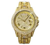 YONY Watch for Men Luxury Gold Full Diamond Mens Watches Hip Hop Waterproof Day Date Clock Best Selling Product 2022-V320A Gold