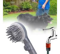 YOO.MEE Pets Bathing Shower, Dog Washing and Cleaning Out-Door, w/Rubber Grooming Teeth for Massaging and Grooming, w/Pause Button, Fitting on 3/4'' Garden Taps