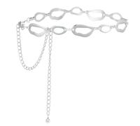 YooAi Chian Belt for Women Fashion Boho Metal Waist Body Chain Circle Link Belt, Silver Abstract, L:Fit Waist up to 45"