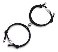 YooAi Couple Magnetic Bracelets Set Mutual Attraction Braided Rope Bracelet Couple Gift Jewelry Set for Women Men Black