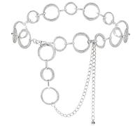 YooAi O-Ring Chain Belts Waist Belt Links for Women Metal Link Chain Gift Silver 105cm